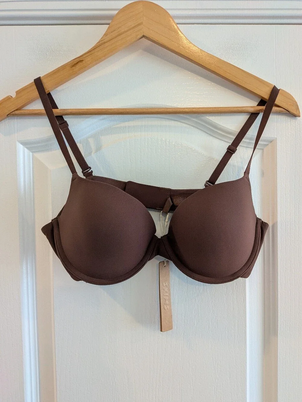 Skims Fits Everybody Push-Up Demi Bra in Cocoa Chocolate Brown Size 36B NWT - Picture 4 of 13